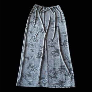 Vtg/Y2K, French Curve Maxi Skirt, USA Made, Stretch, Black Rose, Women’s Medium